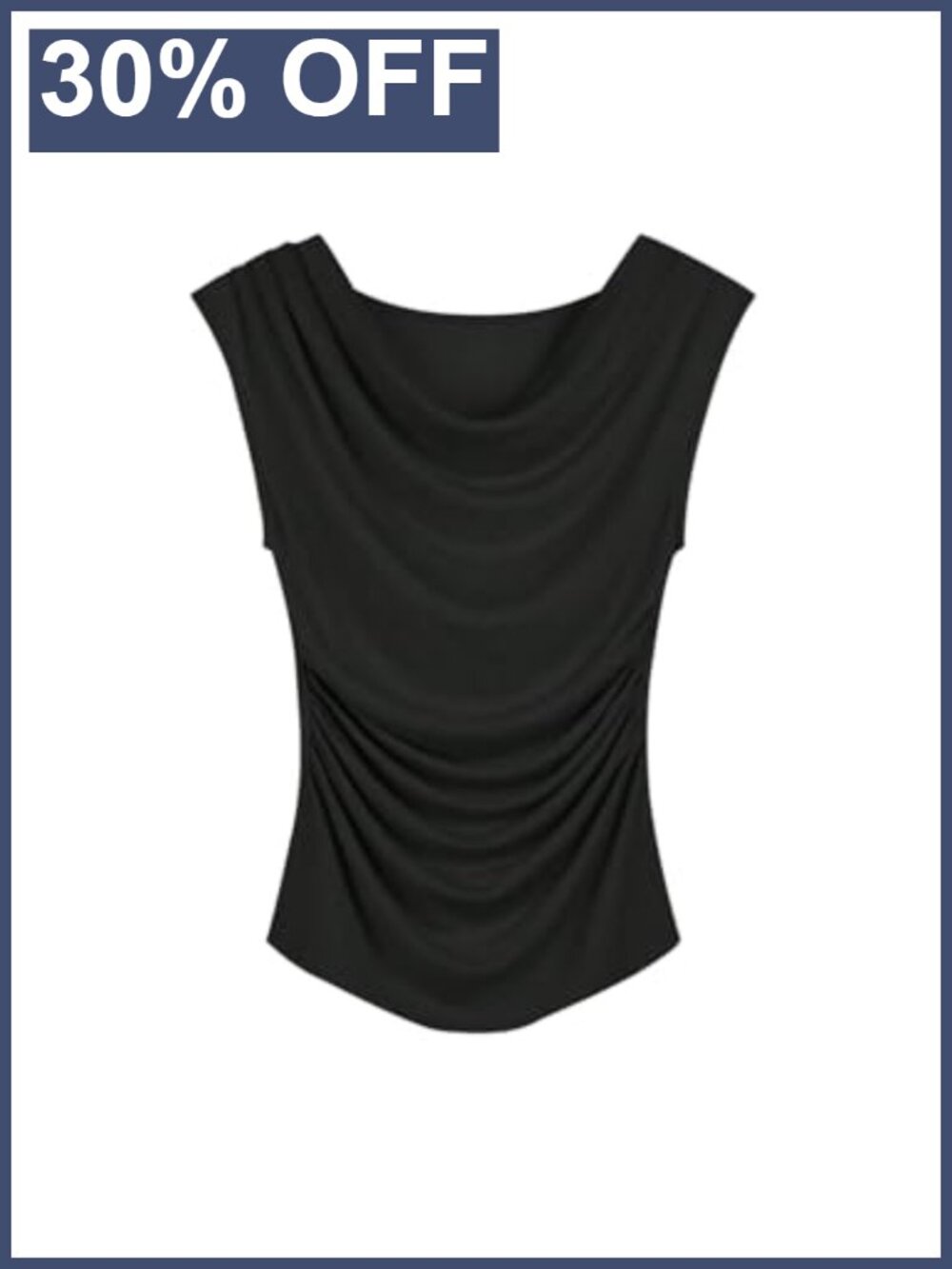 Plus Size Cowl Neck Draped Cap Sleeve Casual T-Shirt Fitted Top